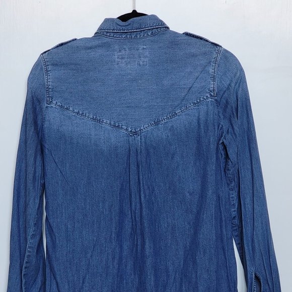 EXPRESS Blue Denim Button Front Shirt - Size XS | 1P - Picture 8 of 10